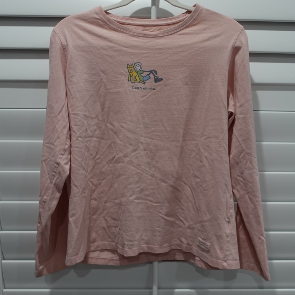Life is good “lean on me” long sleeve pink shirt!